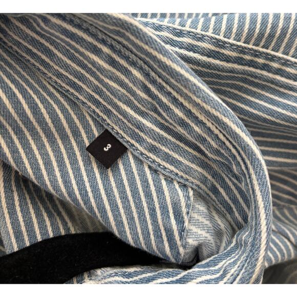 The Kooples Blue Striped Western Snap Shirt Size 3 (Fits M) - Picture 6 of 9
